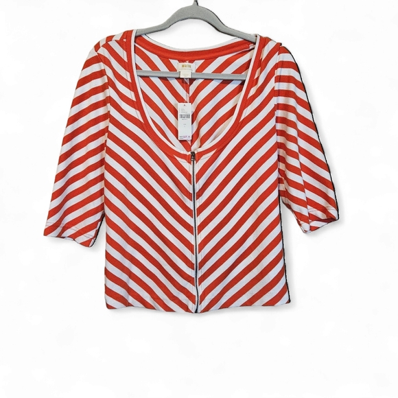 Maeve Tops - NWT Anthropologies Maeve Front-Zip Scoop-Neck rustic red orange blouse Top large